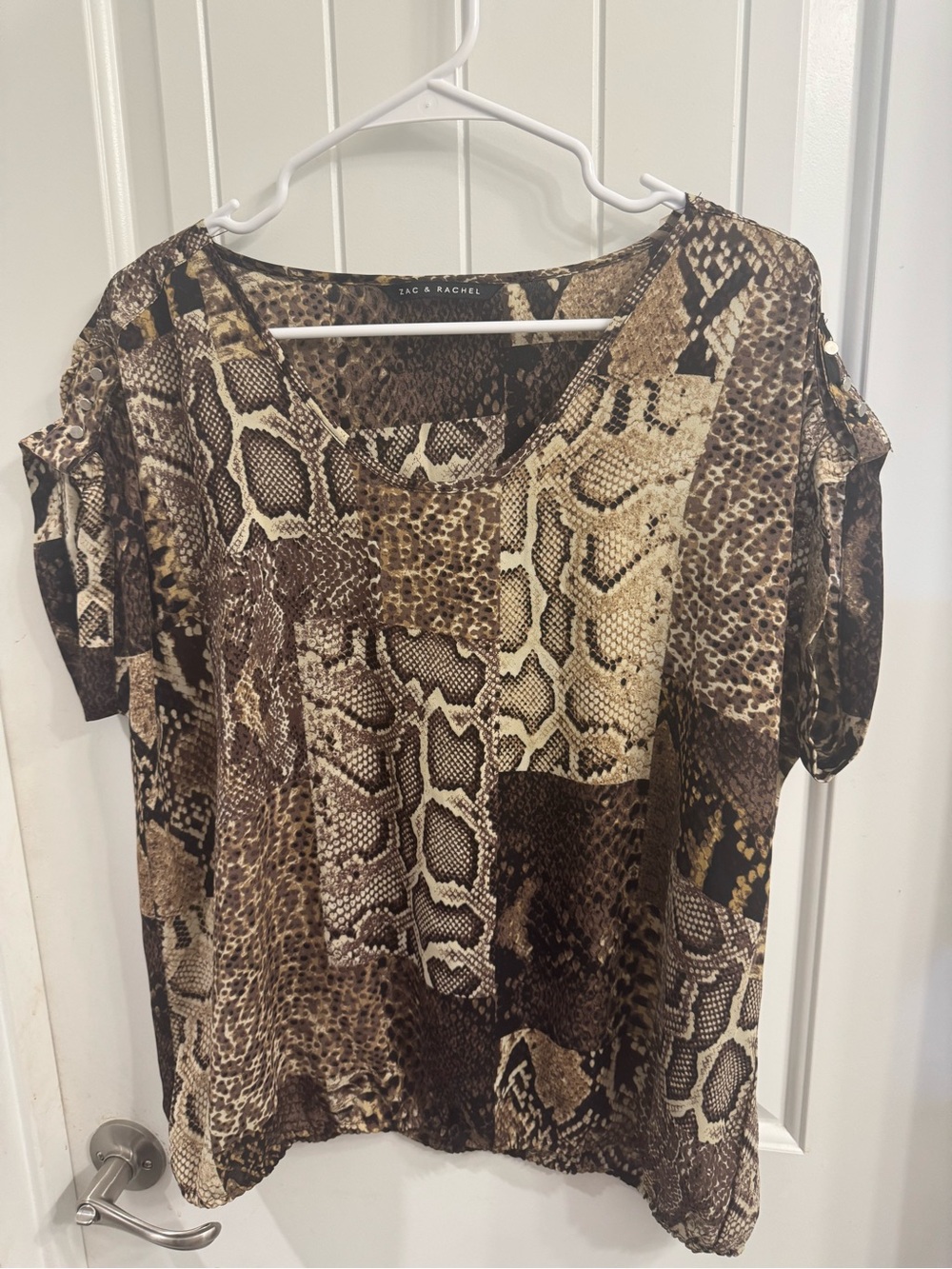 Zac & Rachel XL Brown & Beige Snakeskin Top